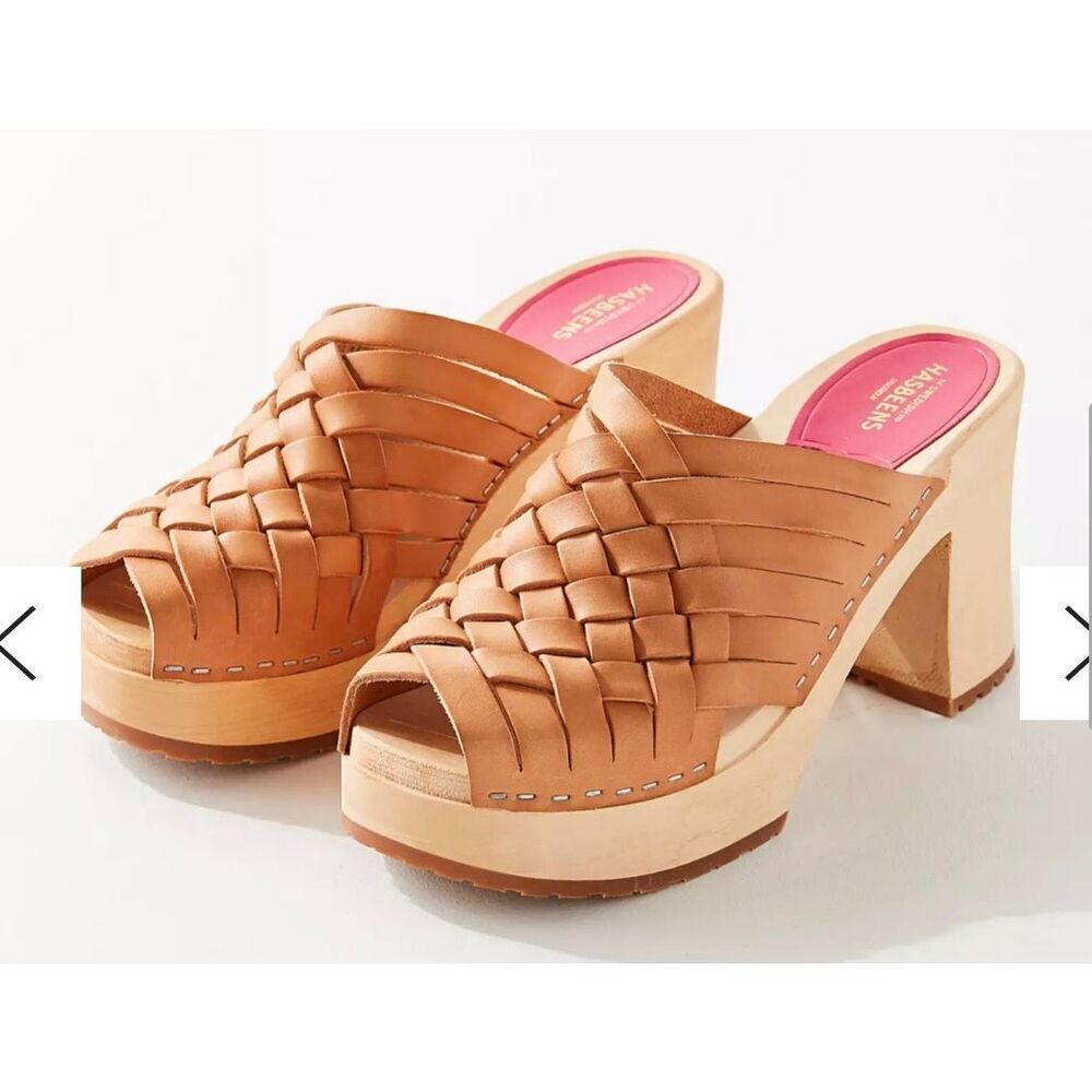 Swedish Hasbeens Monika clog platform slide heels size 36/6